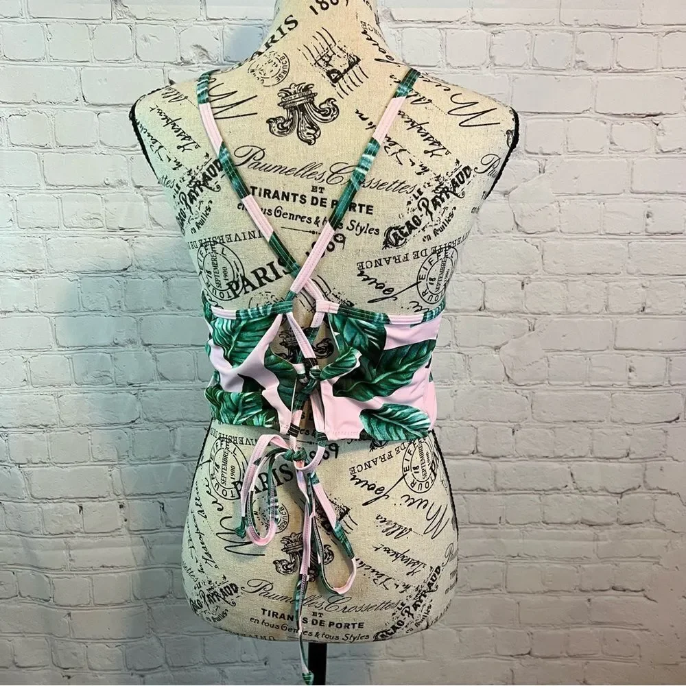 Cupshe tea lavender bikini top high neck tie back size small